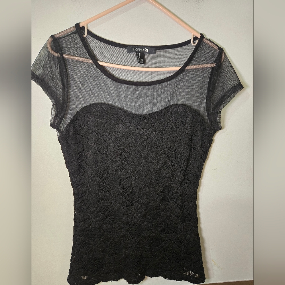 Forever 21 Black Lace Blouse